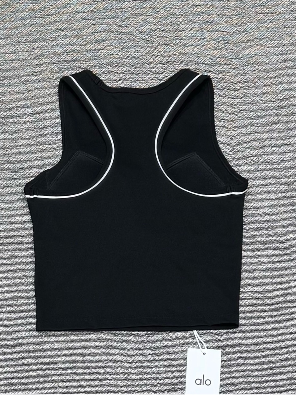 ALO Yoga Black Tank Top with White Trim - Picture 3 of 6